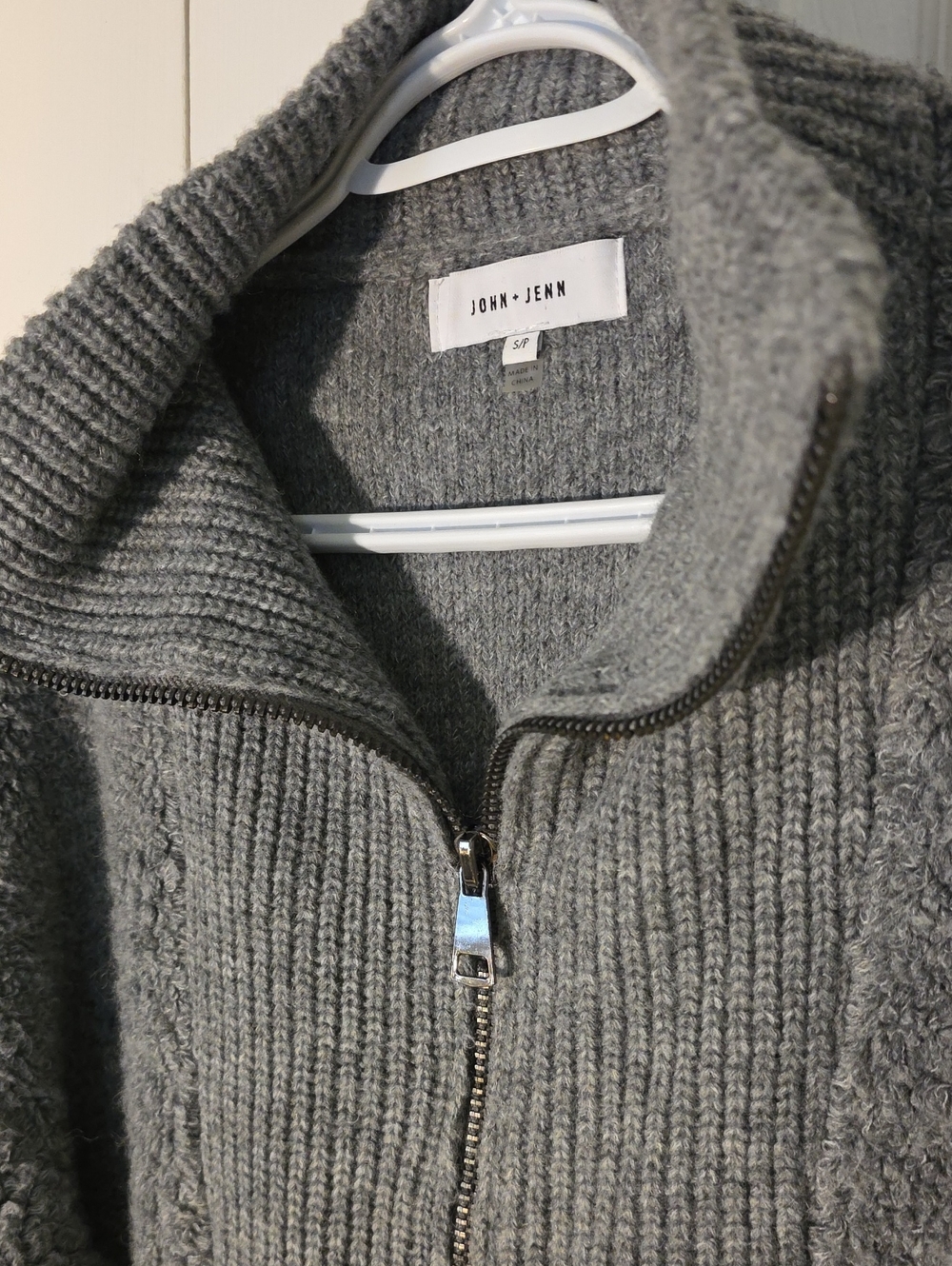 John + Jenn Cozy Gray Zip-Up Knit Jacket Cardigan with Pockets - Picture 6 of 11